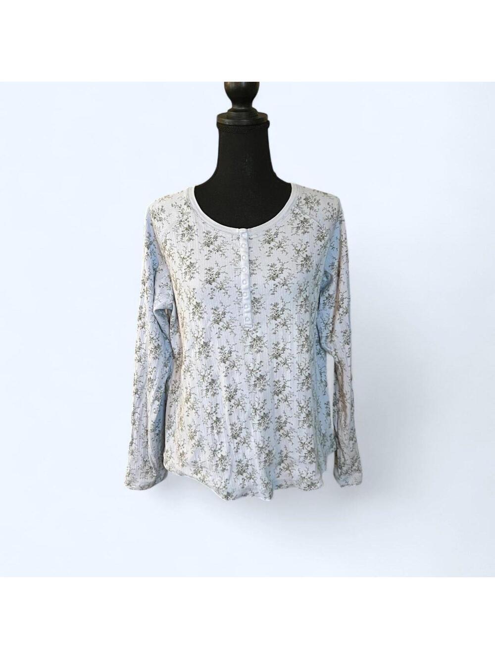 Vintage Eddie Bauer floral cottagecore fairy henley top Size XL